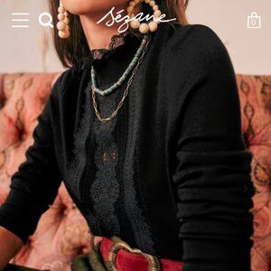 Sezane Kate Merino Wool Sweater Black